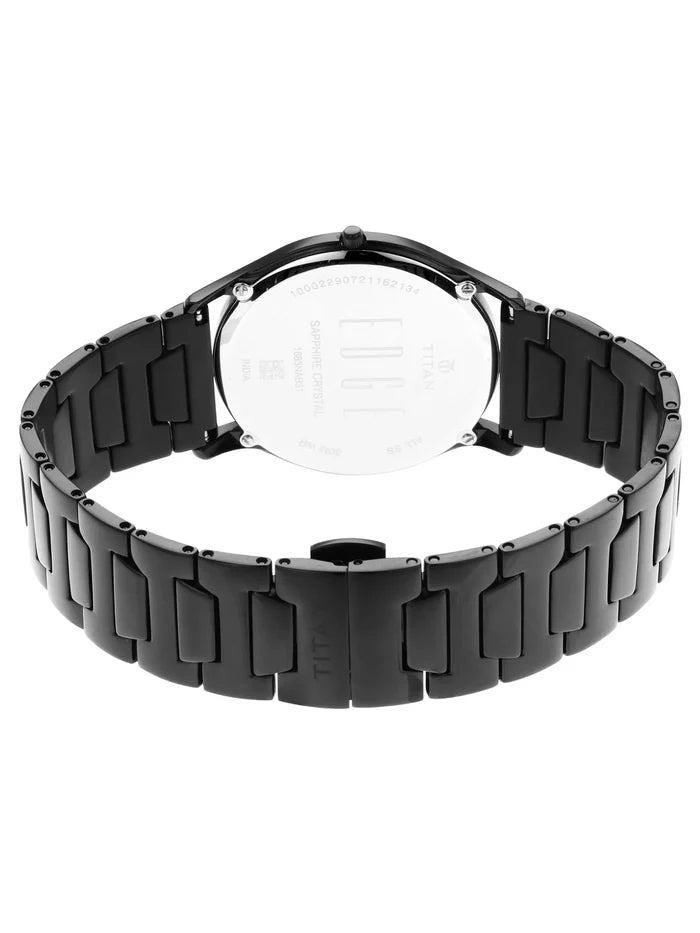 Titan Round Black Dial Analog Watch With Leather Strap - 1683NM01