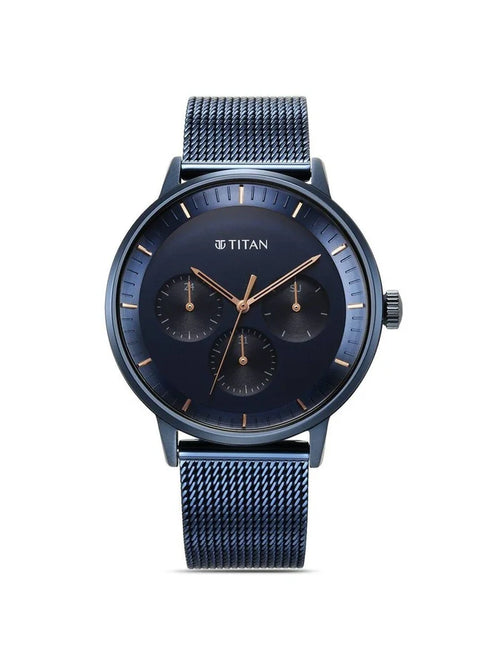 Titan Round Black Dial Analog Watch With Metal Strap - NS94006QM04
