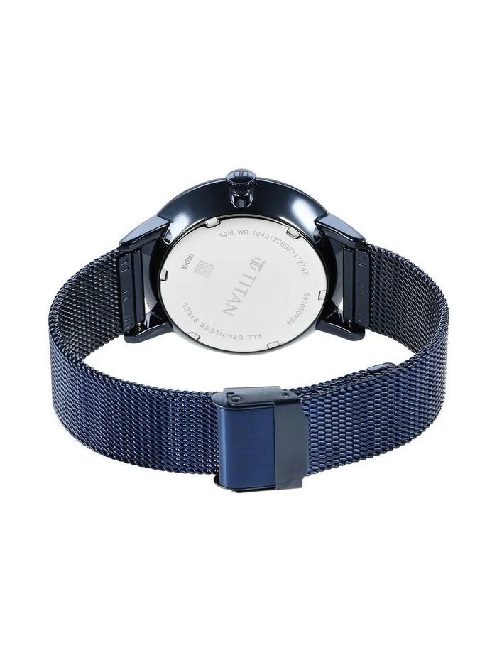 Titan Round Black Dial Analog Watch With Metal Strap - NS94006QM04