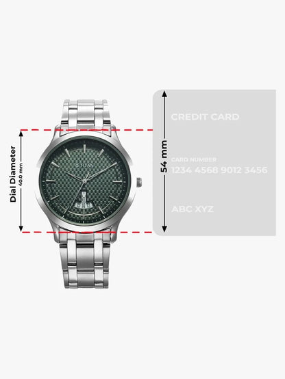 Titan Round Green Dial Analog Watch With Metal Strap  - NU1825SM11