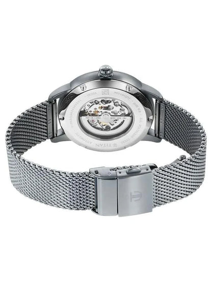 Titan Round Silver Dial Analog Watch With Metal Strap - 90110QM02