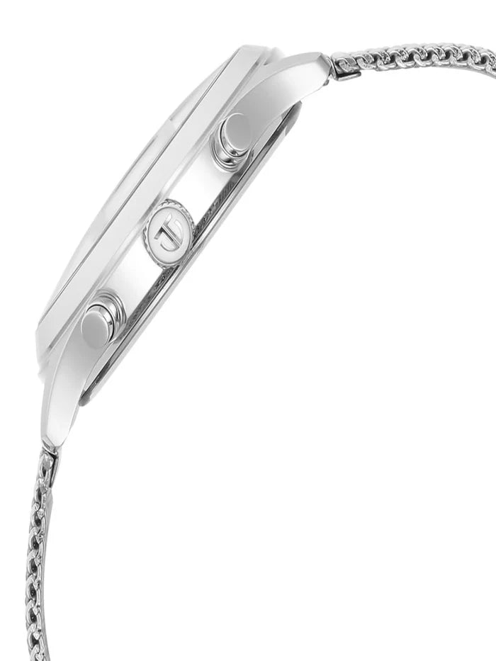 Titan Round White Dial Multifunction Watch With Silver Strap  - 1874SM01