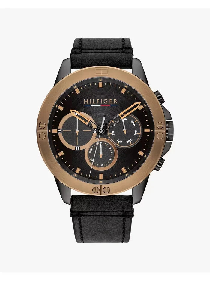 Tommy Hilfiger Round Black Dial Analog Watch With Metal Strap - TH1791893W