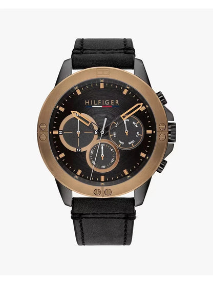 Tommy Hilfiger Round Black Dial Analog Watch With Metal Strap - TH1791893W