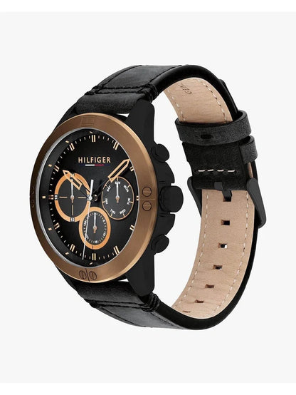 Tommy Hilfiger Round Black Dial Analog Watch With Metal Strap - TH1791893W