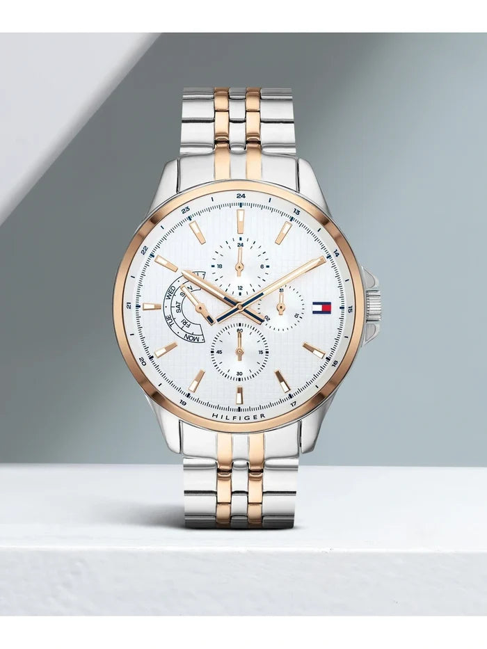 Tommy Hilfiger Round White Dial Analog Watch With Metal Strap - NDTH1791617