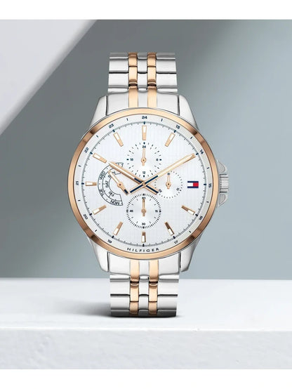 Tommy Hilfiger Round White Dial Analog Watch With Metal Strap - NDTH1791617