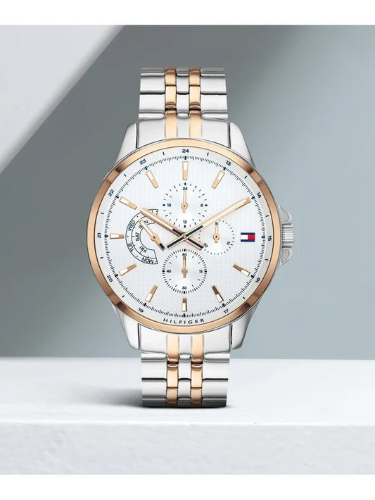 Tommy Hilfiger Round White Dial Analog Watch With Metal Strap - NDTH1791617