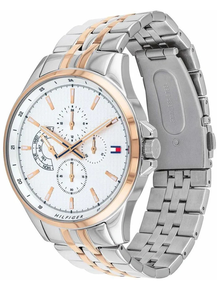 Tommy Hilfiger Round White Dial Analog Watch With Metal Strap - NDTH1791617