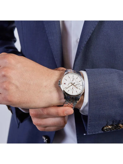 Tommy Hilfiger Round White Dial Analog Watch With Metal Strap - NDTH1791617