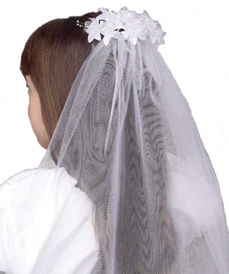 Tonini Double Veil w/ Pearls/Flowers-Comb Style