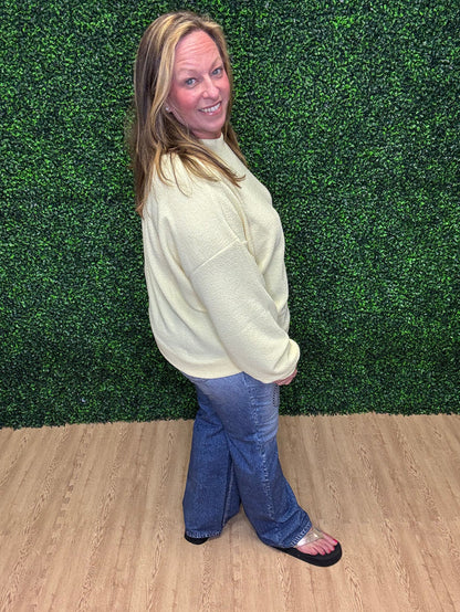 Tres Bien Yellow Waffle Knit Long Sleeve Top