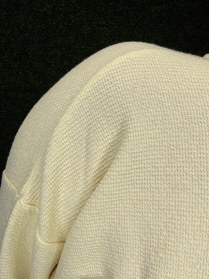 Tres Bien Yellow Waffle Knit Long Sleeve Top