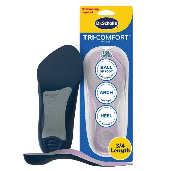 Tri-Comfort® 3/4-length insoles with dark-blue top and patterned cushioning insert