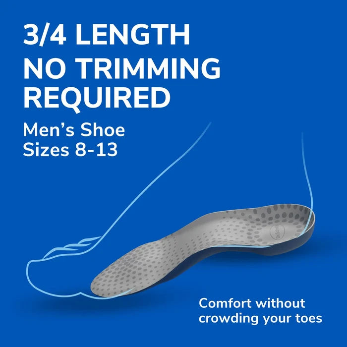 3/4-length insole graphic for a no-trimming fit
