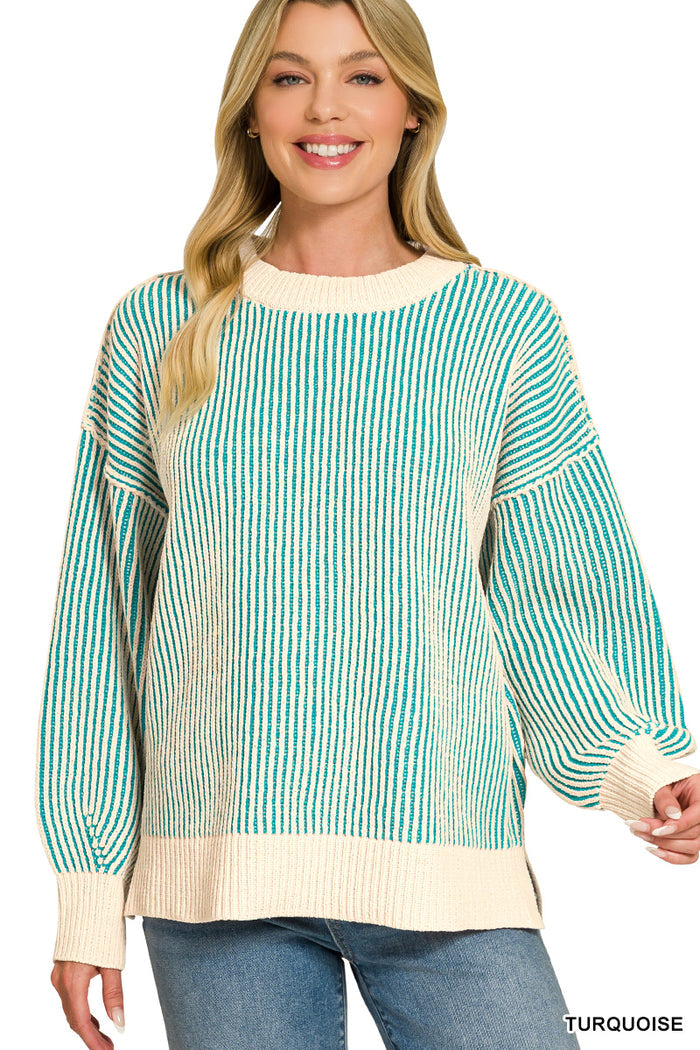 Turquoise Ribbed Sweater