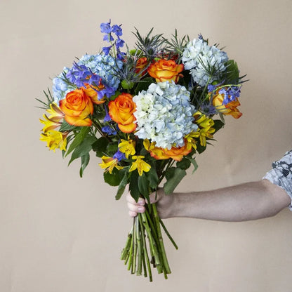 Vibrant Hydrangea Flower Bouquet in Hand