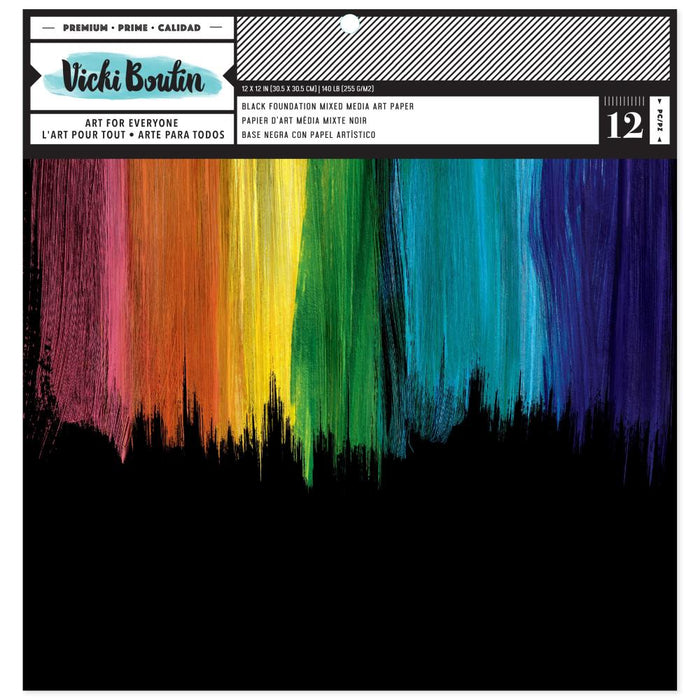 Vicki Boutin - Mixed Media Foundations Paper 12"X12" - 12/Pkg - Black, 140lb. Available at Embellish Away located in Bowmanville Ontario Canada.