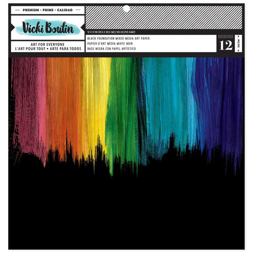 Vicki Boutin - Mixed Media Foundations Paper 12"X12" - 12/Pkg - Black, 140lb. Available at Embellish Away located in Bowmanville Ontario Canada.
