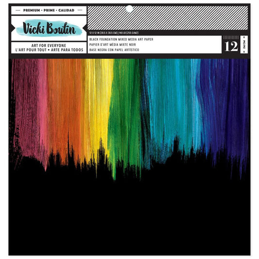 Vicki Boutin - Mixed Media Foundations Paper 12"X12" - 12/Pkg - Black, 140lb. Available at Embellish Away located in Bowmanville Ontario Canada.