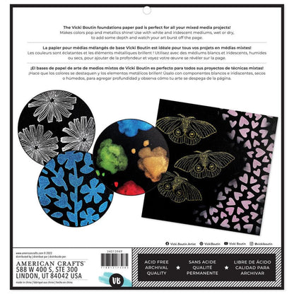 Vicki Boutin - Mixed Media Foundations Paper 12"X12" - 12/Pkg - Black, 140lb. Available at Embellish Away located in Bowmanville Ontario Canada.