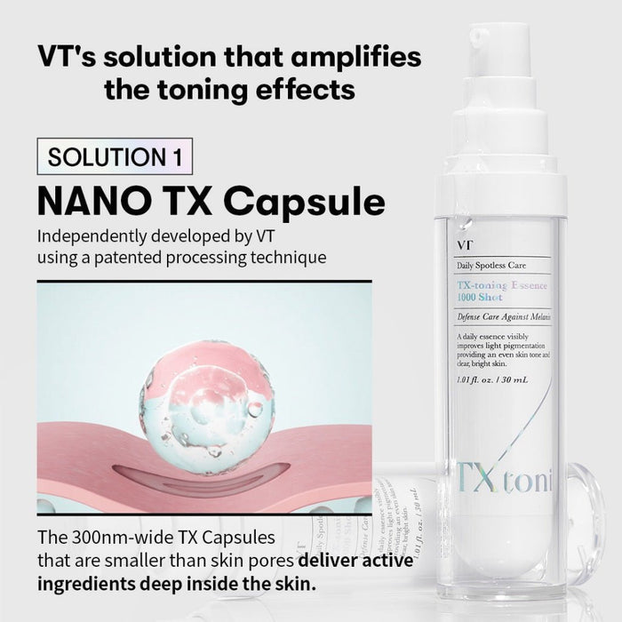VT Cosmetics TX - toning Essence 1000 Shot 30ml مستحضر TX - التنغيم جوهر 1000 لقطة من مستحضرات التجميل في تي - Princess Cosmetics Qatar