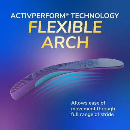 Walk Longer Insoles by DrScholls featuring flexible arch support for ease of movement through the full range of stride