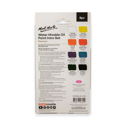 Water Mixable Oil Paint Intro Set Premium 8pc x 18ml  (0.6 US fl.oz)