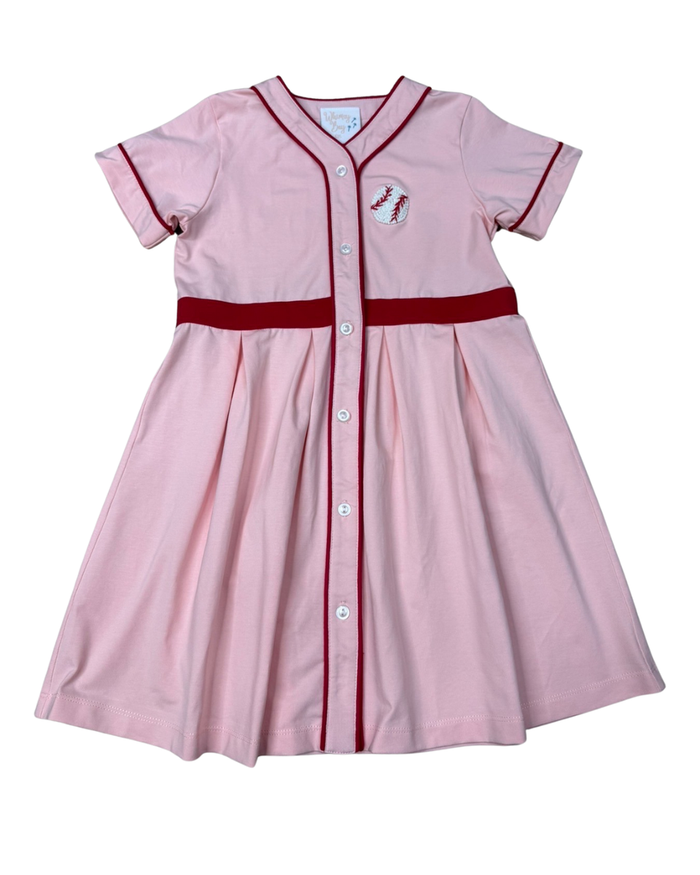 Whimsy Bay Play Baseball Dress-Pink