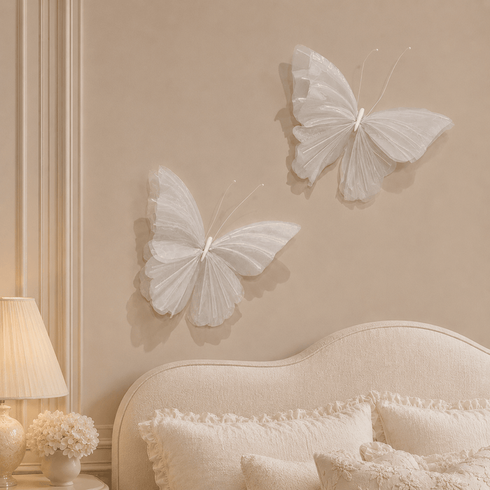 White Decorative Organza Butterflies - Set of 2 Accessories