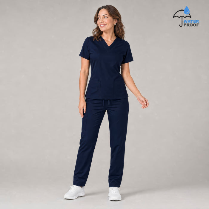 Women's navy 502 scrub top and pants complete set — lightweight everyday medical uniform for nurses and healthcare professionals S-FOR-ME