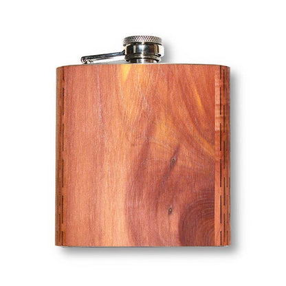 Handcrafted black walnut wooden hip flask from WUDN, showcasing smooth finish and compact design.