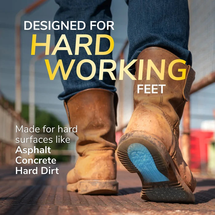 Work Insoles with Massaging Gel® by DrScholls for hard working feet in work boots on asphalt concrete and hard dirt surfaces