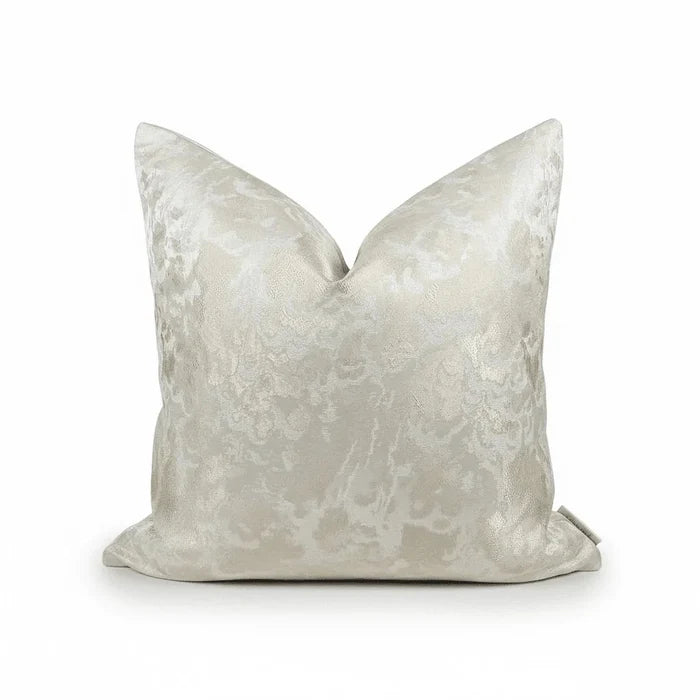 Yasmin Gold & Cream Metallic Cloud Print Feather Filled Cushion - 50x50cm