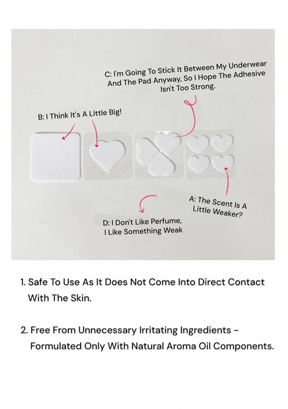 Product packaging with heart-shaped adhesive patches and text on a white background