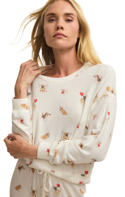 Z Supply Bisous Love Pup Long Sleeve Top