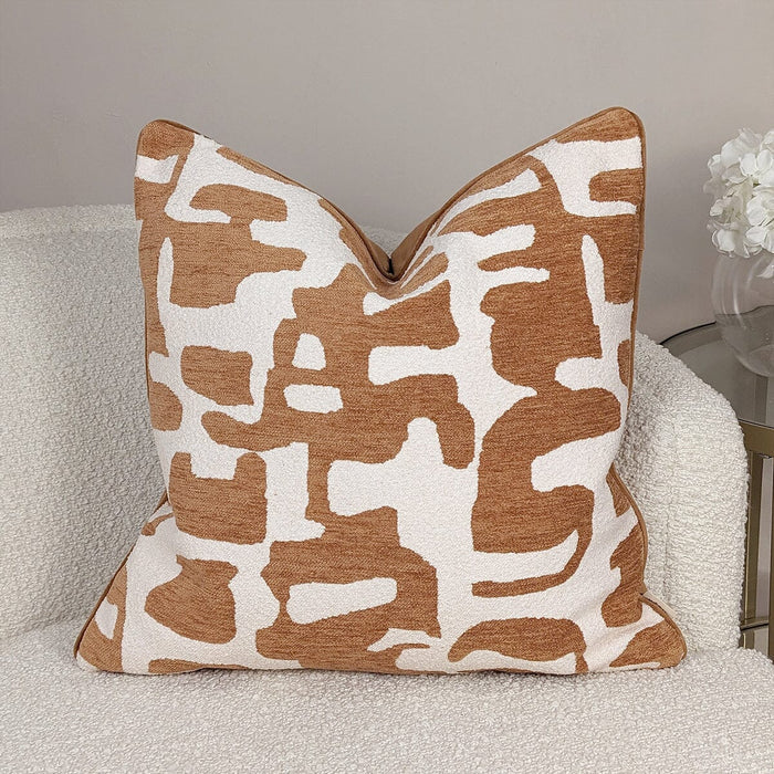 Zella Rust & Cream Jacquard Boucle Cushion - 50x50cm Textiles