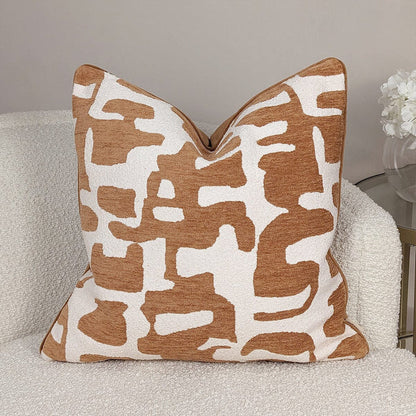 Zella Rust & Cream Jacquard Boucle Cushion - 50x50cm Textiles