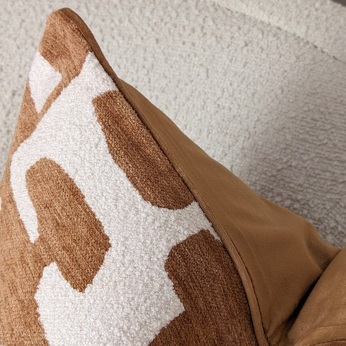 Zella Rust & Cream Jacquard Boucle Cushion - 50x50cm Textiles