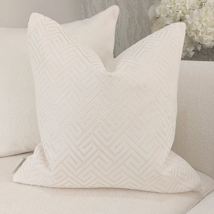 Zosia Cream & Gold Stitched Geometric Cushion Cover - 50x50cm Textiles