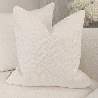 Zosia Cream & Gold Stitched Geometric Cushion Cover - 50x50cm Textiles
