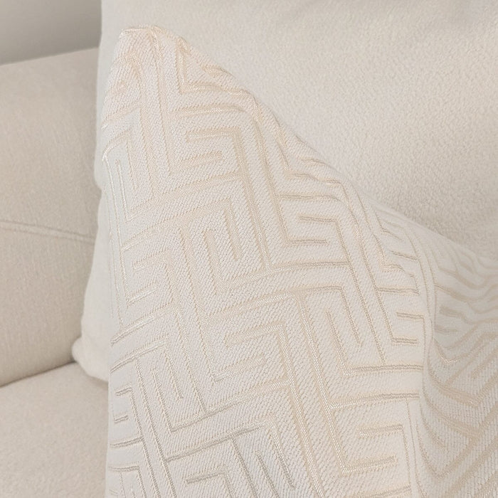 Zosia Cream & Gold Stitched Geometric Feather Filled Cushion - 50x50cm