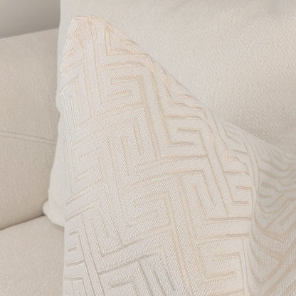 Zosia Cream & Gold Stitched Geometric Feather Filled Cushion - 50x50cm